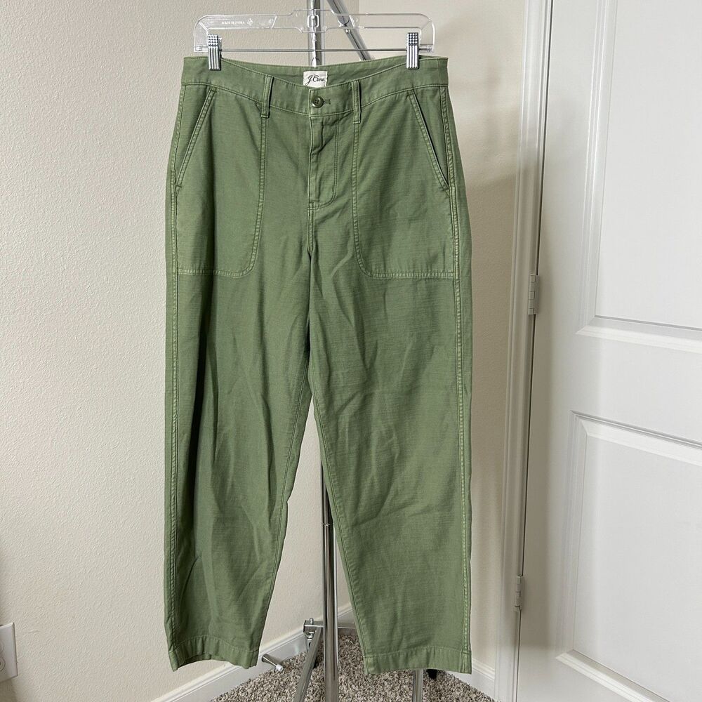 J.Crew Pants Womens 8 Green Foundry Garment Dyed Cotton Utility Casual Gorpcore